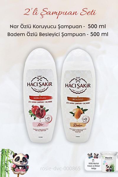 Hacı Şakir Pomegranate 2 in 1 and Almond ROSIE Shampoo 500 ml