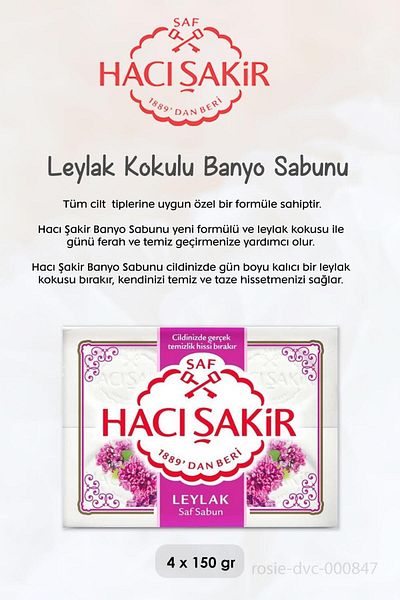 Hacı Şakir Coconut Shampoo - Lilac Scented Bath Soap 500 ml x 4, ROSIE