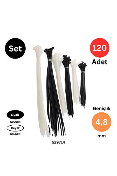 Tek-İş Plastik Kablo Bağı Klipsi Cırt Kelepçe 250-300-380 mm X 4.8 mm 20 şer ...