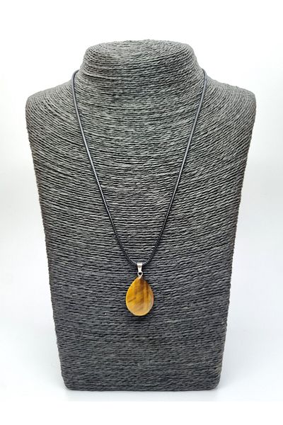 Yüksel Boncuk Drop Model Tiger Eye Natural Stone Necklace