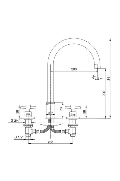 Eca Countertop Quadrille Sink Faucet -102105152