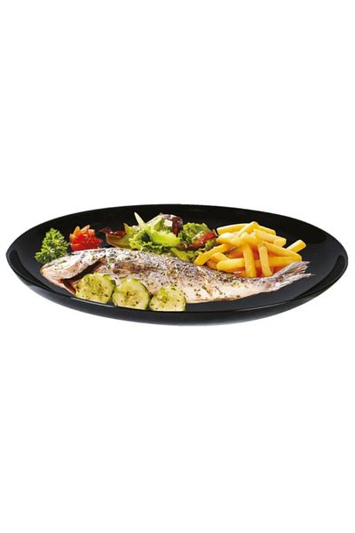 Luminarc Diwali Friends Time Black 6-Piece Oval Boat 33 Cm. Food & Service & Barbecue Plate.
