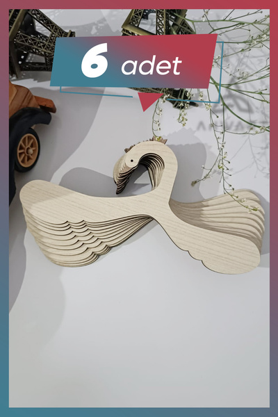AHWART Wooden Swan Patterned Baby Dress and Clothes Hanger - Set of 6