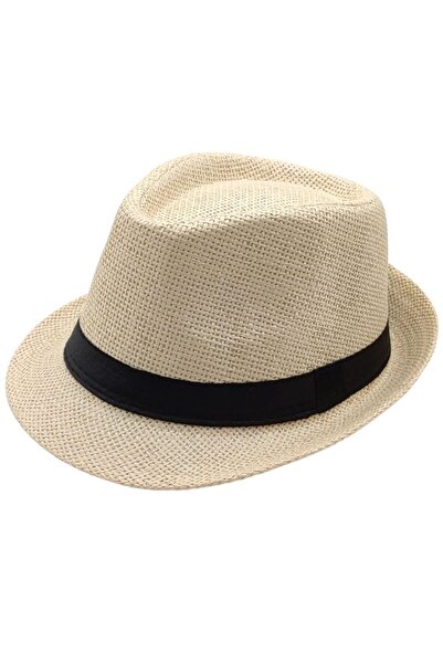 AXE SPORTSWEAR Fedora šešir od slame bež boje - Šešir od slame sa detaljima t...