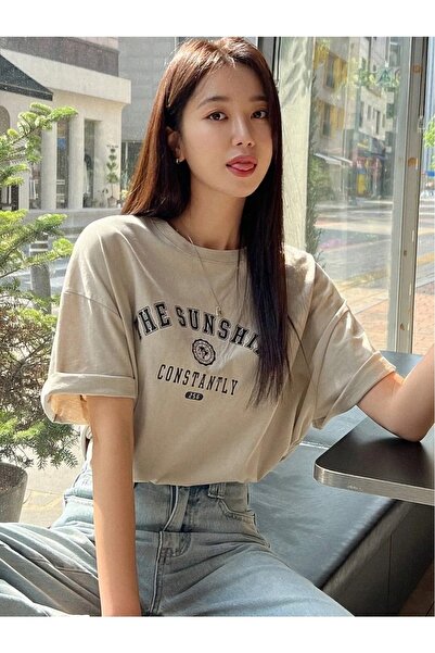 West Way WESTWAY - The Sunshine Printed Oversize Unisex T-Shirt, Crew Neck