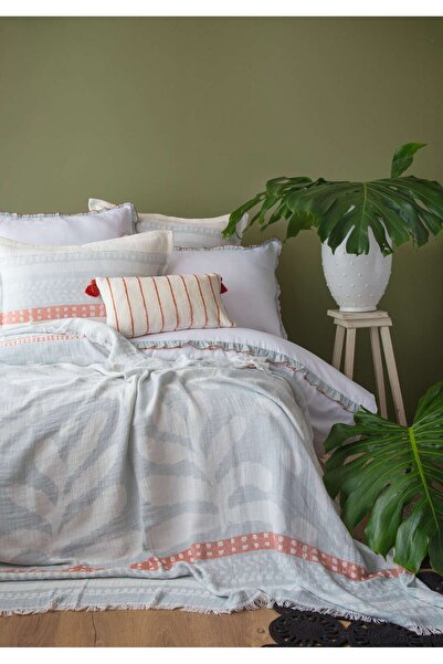 Apricitas HOME Serenity Series Zest Mavi Çift Kişilik %100 Pamuk Yatak Örtülü Nevresim Takımı