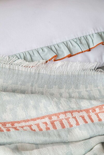 Apricitas HOME Serenity Series Zest Mavi Çift Kişilik %100 Pamuk Yatak Örtülü Nevresim Takımı
