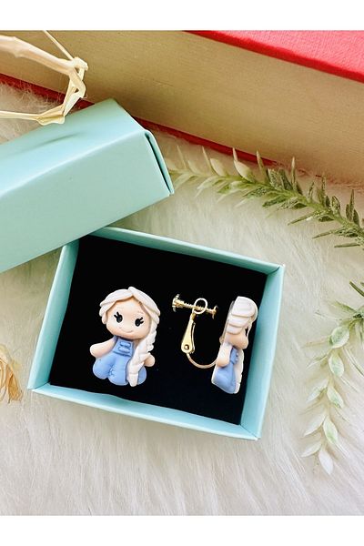 1PARÇAMAVİ Mermarid mermaid screw pinch clip children's earrings - no piercing earrings