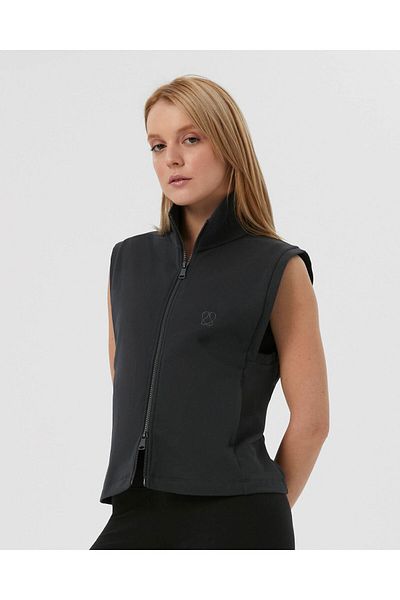 Ayma Active Anthracite Organic Cotton Stand Collar Reversible Zippered Vest