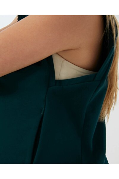 Ayma Active Dark Green Organic Cotton Stand Collar Reversible Zippered Vest