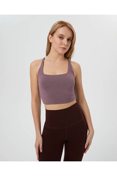 Ayma Active Lilac Swimmer Strap Square Collar Yoga Pilates Sports Bra