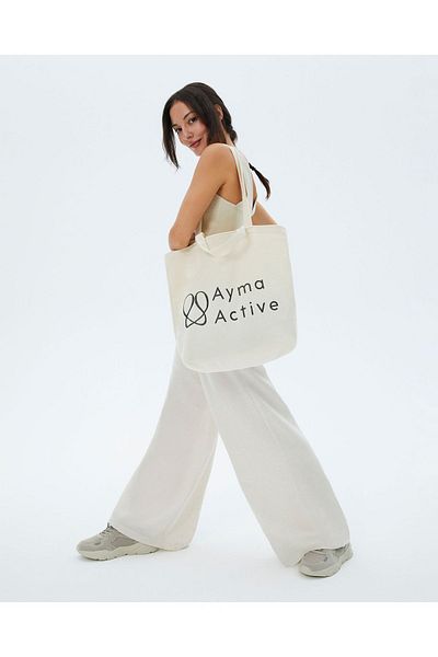 Ayma Active Μπεζ διπλό λουράκι από καμβά υφασμάτινη τσάντα γραφής