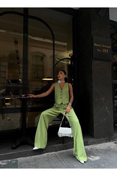 LB Laluna Butik Draped Fabric Women's Vest and Trousers Set