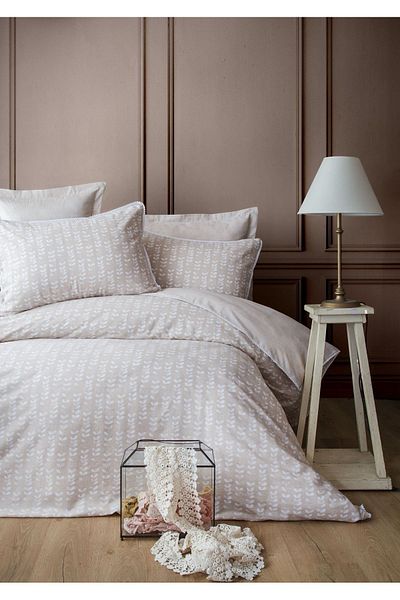 Apricitas HOME Set Crepier Nancy Beige Dublu 100% Bumbac Set Husă Pilomă Crep