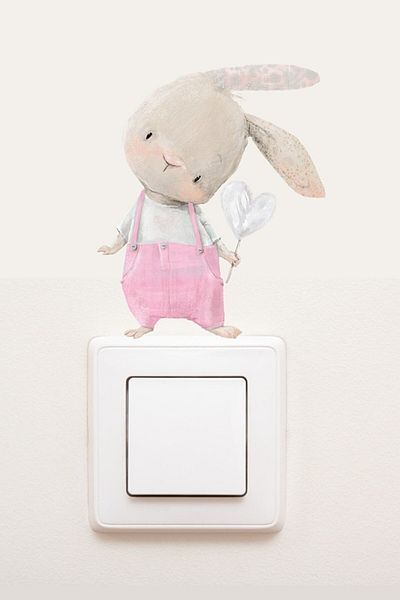 PANDA SOKAĞI Socket - Rabbit with Pink Overalls Decorative Socket Sticker