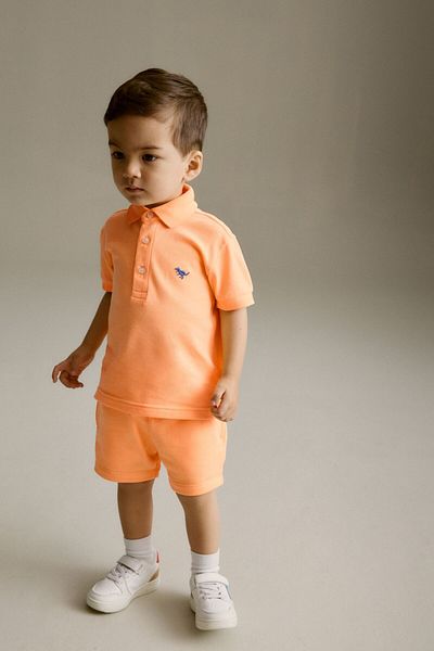 Next Baby Orange Polo Collar 100% Cotton Short Sleeve Suit Set