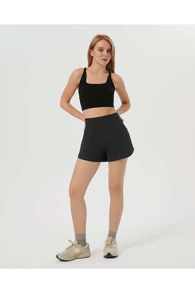 Ayma Active Black Swimmer Strap Square Neck Yoga Pilates Sports Bra