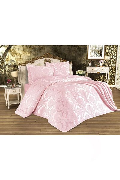 Çeyiz Diyarı Busem Jacquard Chenille Bedspread Powder