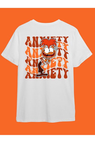 Touz Moda Unisex T-shirt - Αντεστραμμένο πρόσωπο και χαρακτήρες τυπωμένο