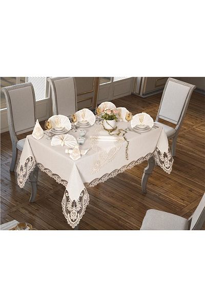 Çeyiz Diyarı Fata de masa Magnificent 26 Bucati Crema