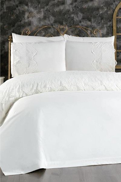 Çeyiz Diyarı Francouzská krajka Eslem Věno Povlak Set Cream