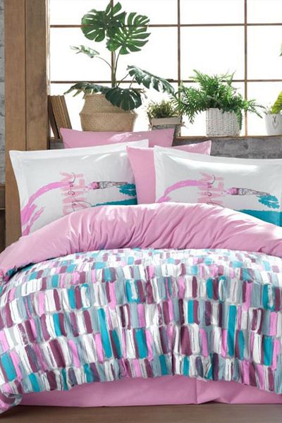 Hobby Pink Mikado Single Duvet Cover Set
