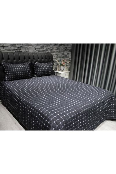 Çeyiz Diyarı Star Double Quilted Bedspread Black