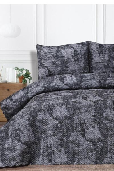 Çeyiz Diyarı Elissa Double Velvet Bedspread Anthracite