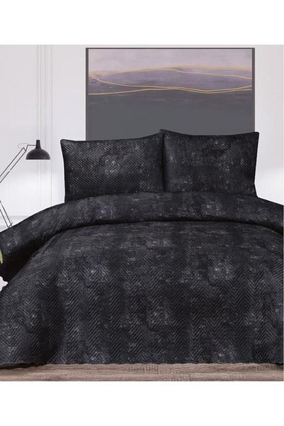 Çeyiz Diyarı Elissa Double Velvet Bedspread Black