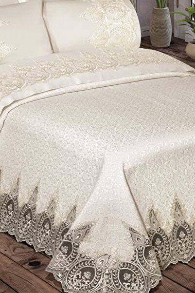 Çeyiz Diyarı Σετ Πικέ Κρέμα Ilayda French Guipure Brocade