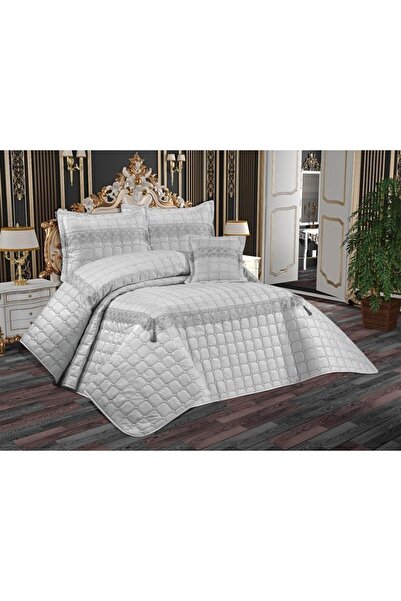 Çeyiz Diyarı Tuba Double Quilted Bedspread Gray