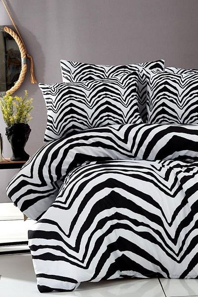 Çeyiz Diyarı Sada povlaků na dvojitou přikrývku Zebra černá bílá