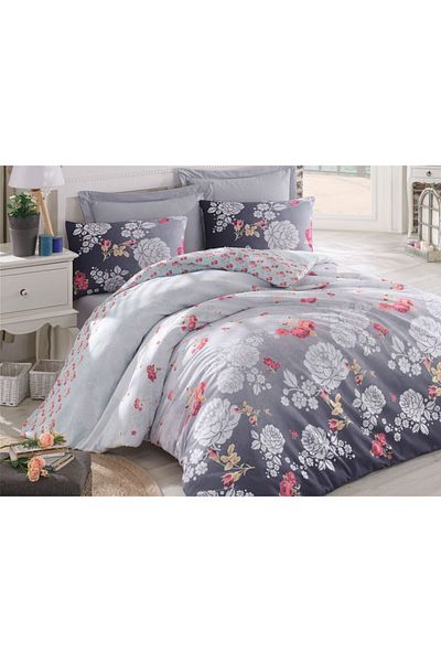 Çeyiz Diyarı Şahende 100% Cotton Double Duvet Cover Set Navy Blue