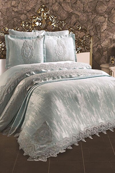 Çeyiz Diyarı Französisch geschnürtes Wolken-Brautset Wassergrün