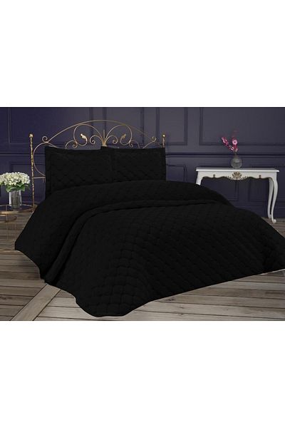 Çeyiz Diyarı Lima Black Padded Double Bedspread