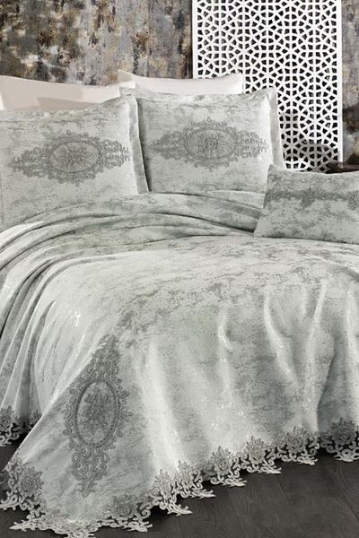 Çeyiz Diyarı Berika French Laced Dowry Pique Set 4 Piece Gray