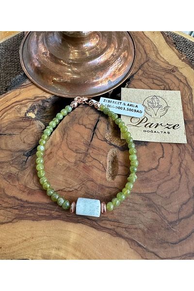 parze doğaltaş Zeberced Peridot and Aquamarine Bracelet