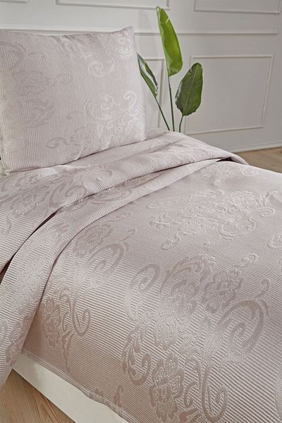 Çeyiz Diyarı Lale Single 2 Piece Bedspread Gray