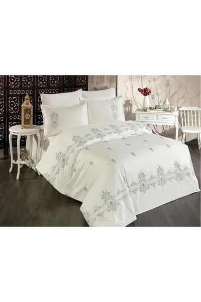Çeyiz Diyarı Set pilota dublu 100% bumbac brodat Bella Albastru