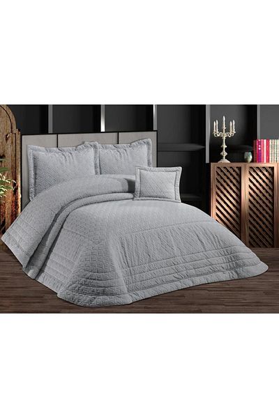 Çeyiz Diyarı Maraş Double Velvet Bedspread Gray
