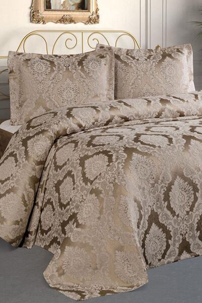 Çeyiz Diyarı Şulem Jacquard Chenille Single Bedspread Cappucino