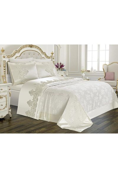 Çeyiz Diyarı Dubai Plain Cream Dowry Pique készlet