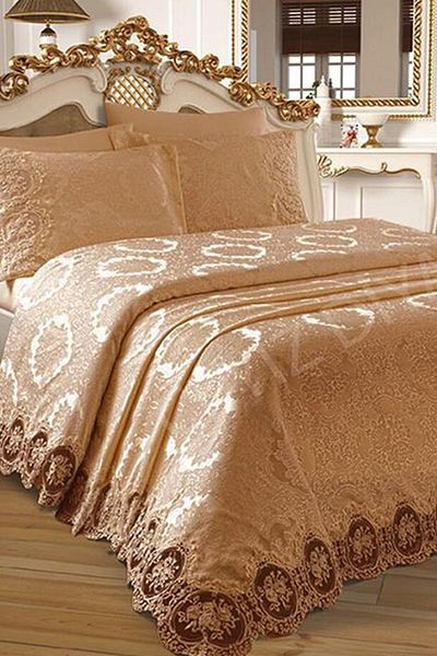 Çeyiz Diyarı Çeyizdiyarı French Laced Karina Pique Set Cappucino