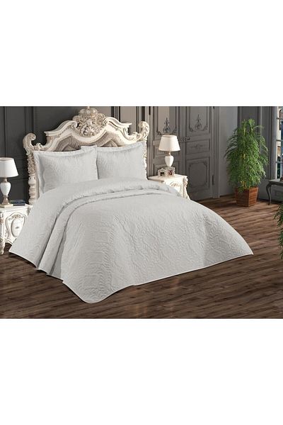 Çeyiz Diyarı Ultrasonic Quilted Ivory Double Bedspread Cream