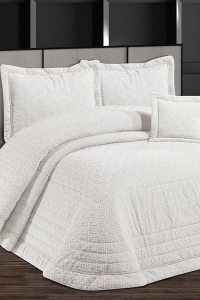 Çeyiz Diyarı Maraş Double Velvet Bedspread Cream