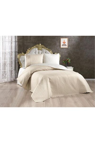Çeyiz Diyarı Ultrasonic Καπιτονέ Sanem Κρεμ Μπεζ κάλυμμα διπλής όψεως
