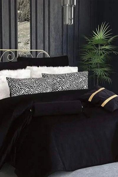 Çeyiz Diyarı Caroline Velvet Double Padded 10 Piece Bedspread Black