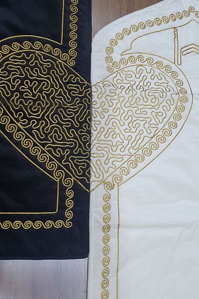 Çeyiz Diyarı Çeyizdiyarı Sevgi Velvet 2 Piece Prayer Rug Set Gold