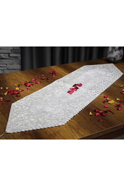 Çeyiz Diyarı Seljuk Velvet Double Layer Runner Silver