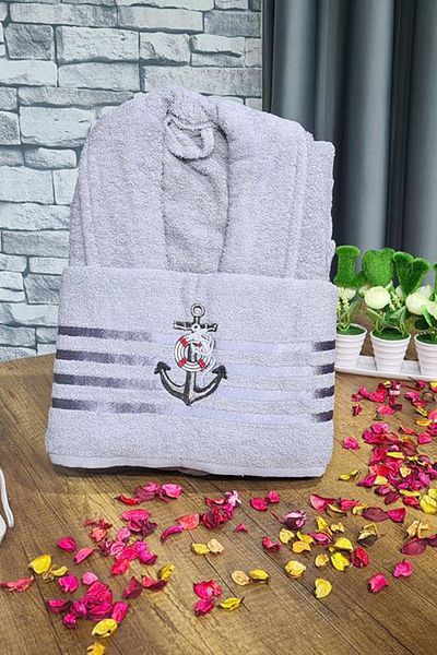 Çeyiz Diyarı Ανδρικό Σετ Μπουρνούζι Sailor Γκρι